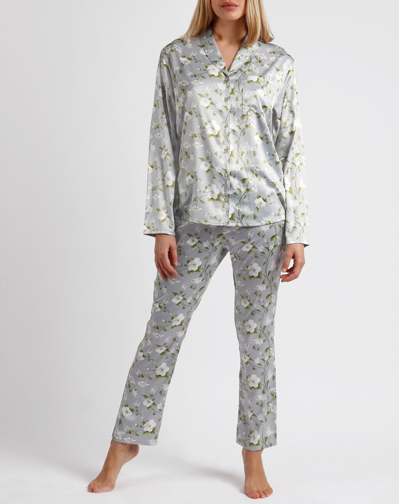 Admas Pyjama Chemise & Pantalon Selena gris