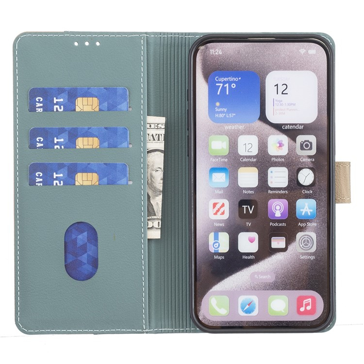 Samsung Galaxy S25  Plus Leder Tasche Flip Cover (RFID Schutz) - Türkis / Beige
