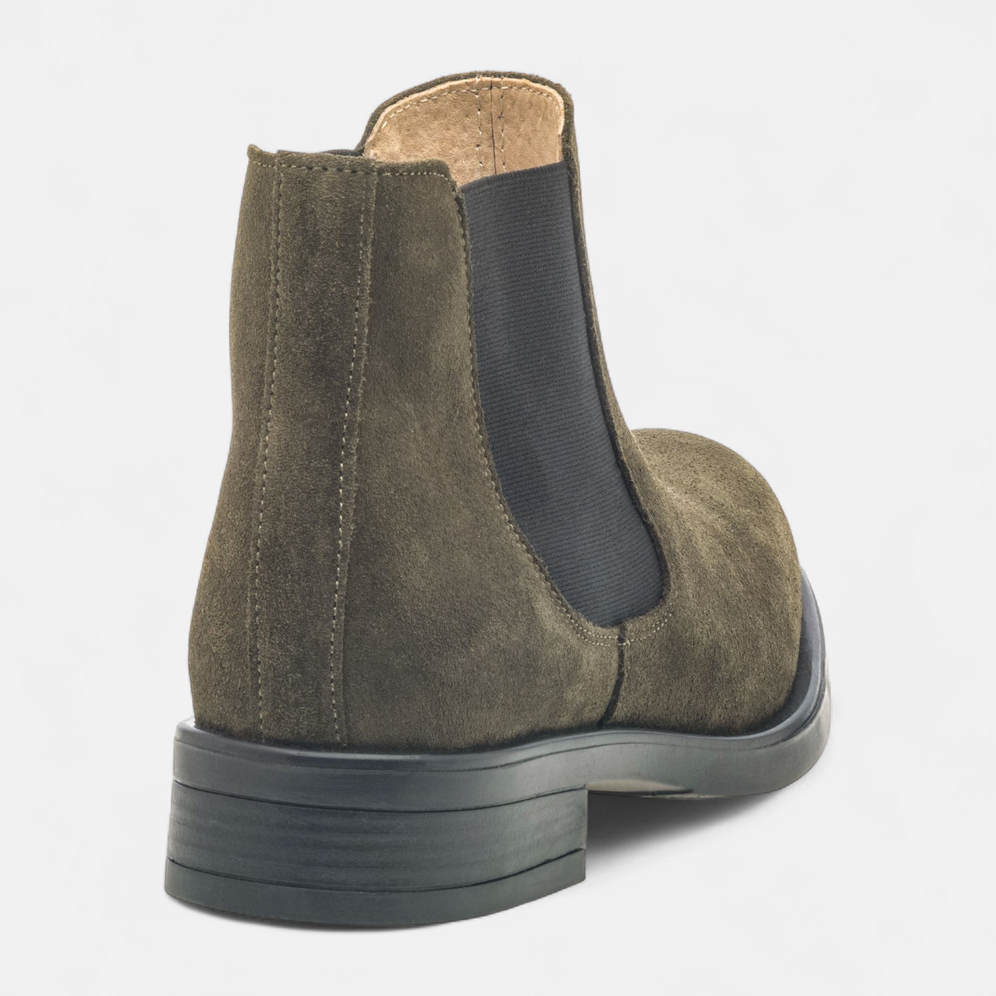 Boots chelsea Femme en cuir kaki