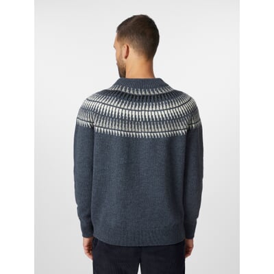 Herren-Rundhalspullover, Blau-Grau