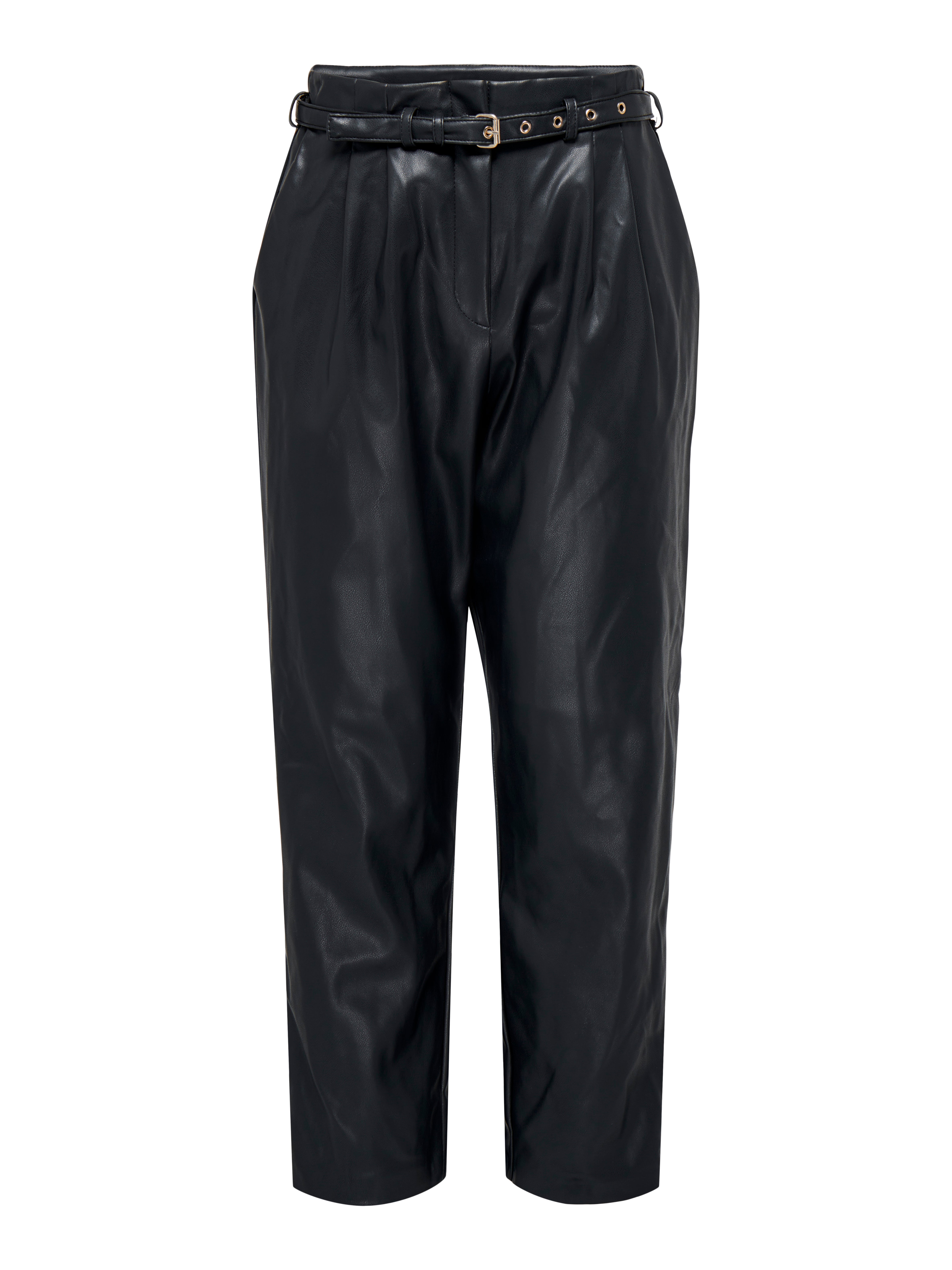 ONLHEIDI Mittlere Taille Komfort Fit Hose in Lederoptik Black Beauty