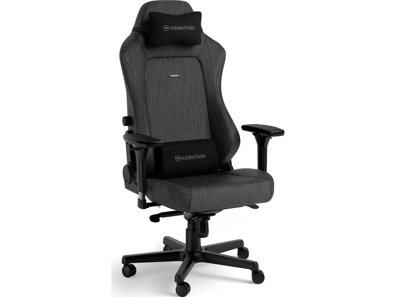 Noblechairs Hero TX - Stol - ergonomisk - armstøtter - T-formet - vippe - aluminium, polyurethan, tekstil, memory foam, polyuretan-læder, koldskum, stålramme - antracite