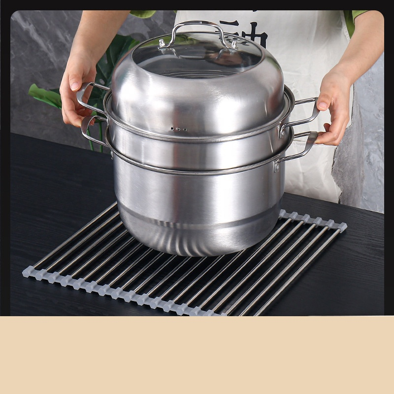 (47x35cm) Edelstahl Abtropf Gitter Spülbecken Küchensieb Anti-Rutsch Waschsieb für Geschirr / Obst / Gemüse