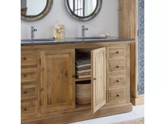 Meuble sous vasque en bois recyclé Ambre