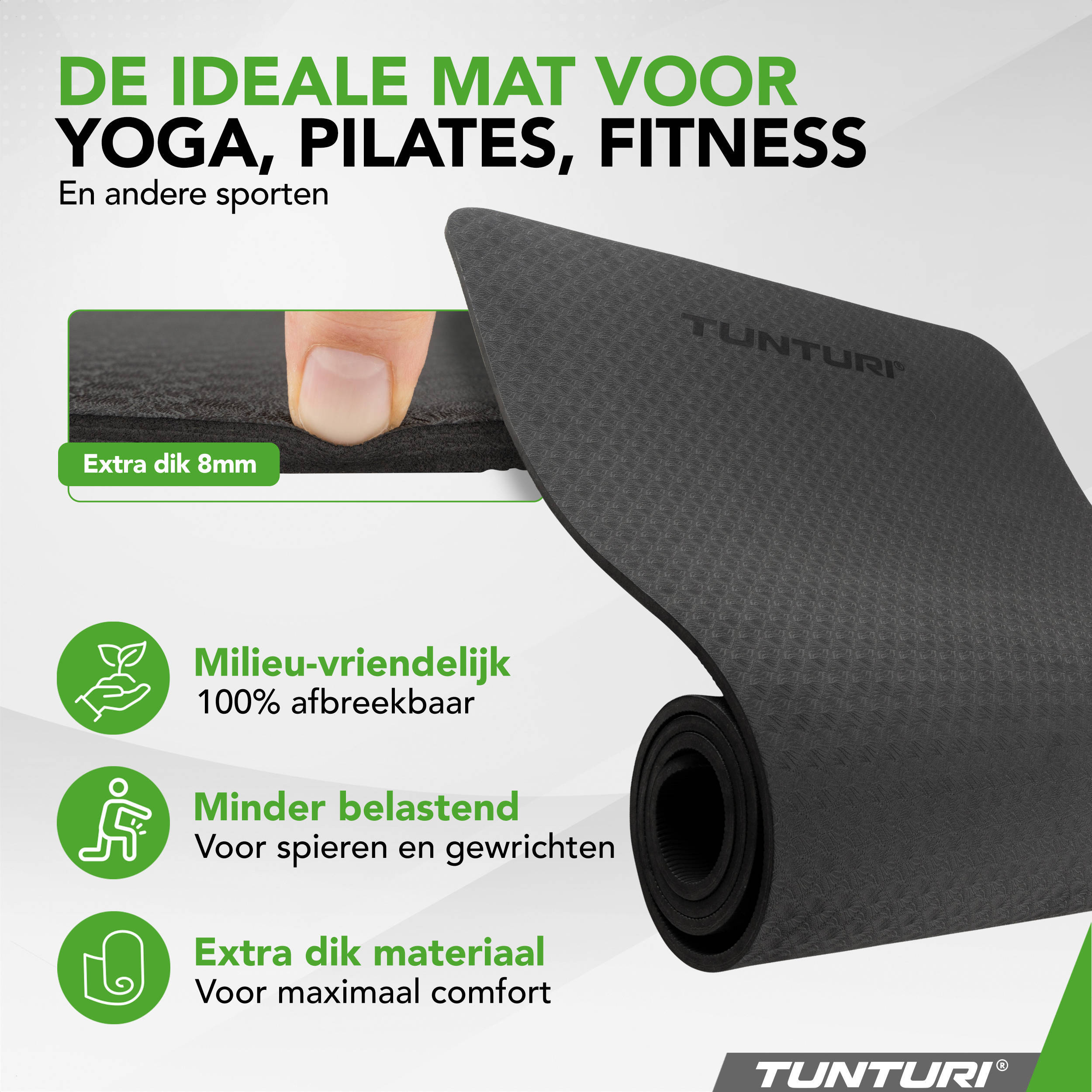 Tunturi yogamat 8mm zwart