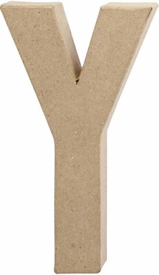 Bogstav Til Pynt - Y - Stort Bogstav - Papmaché - 20X11,5 CM