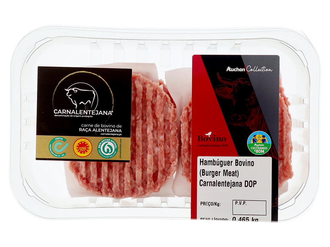 BOVINO CARNALENTEJANA DOP HAMBURGUER AUCHAN CULTIVAMOS O BOM 4UNI 465GR
