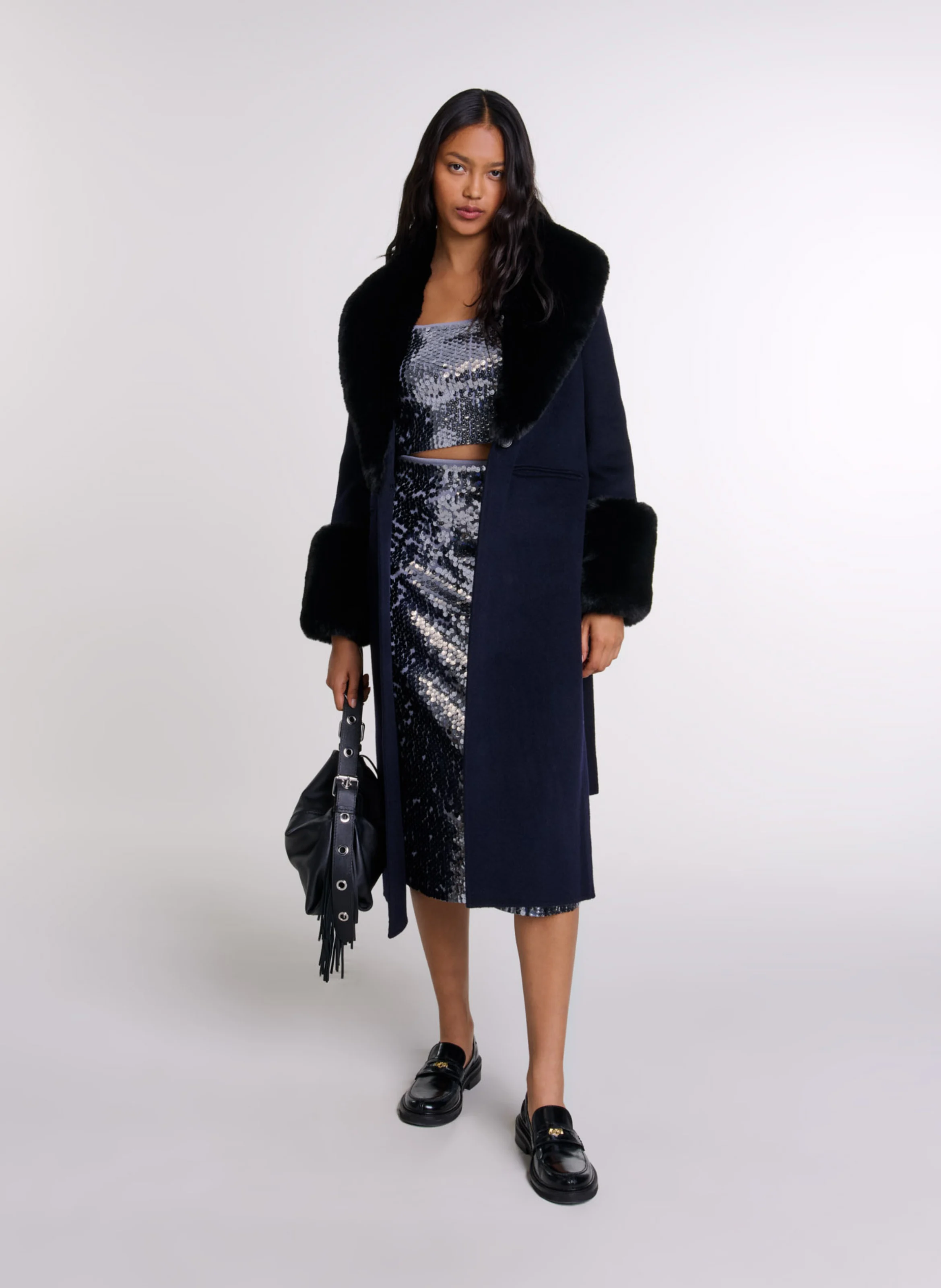 Manteau long double face | Bleu