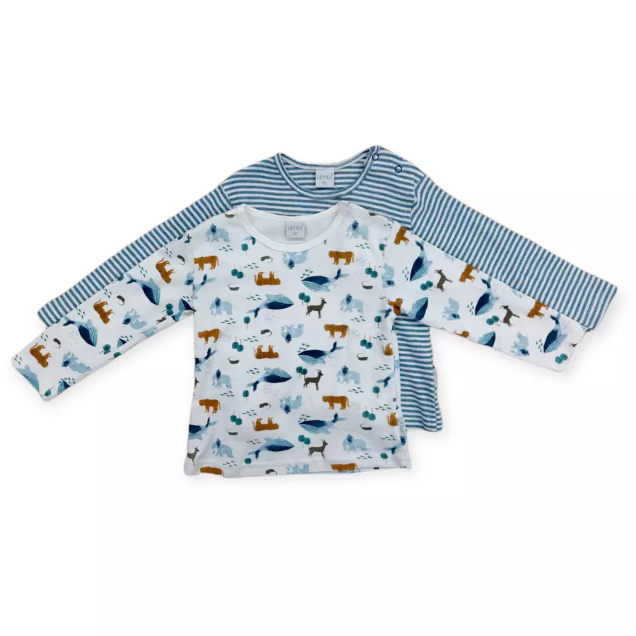 LITTLE Langarmshirt-Set 2er-Pack New Melange petrol