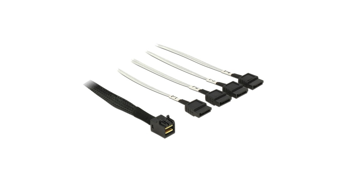 DeLOCKMini SAS HD SFF-8643 > 4x SATA 7-Pin kabel  (Zwart, 0,5 meter)
