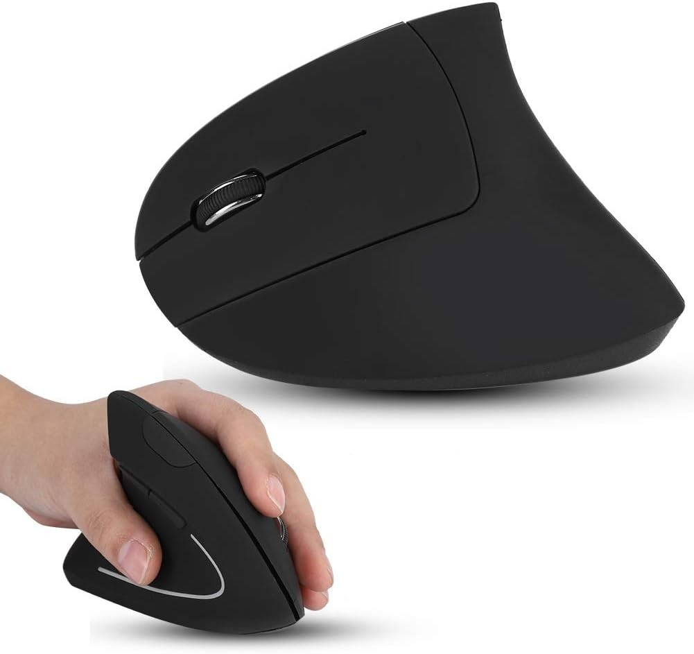 Ergonomische Optische Wireless Bluetooth Linkshänder Maus mit 1600 DPI mit 5 Tasten (Batteriebetrieben) - Schwarz
