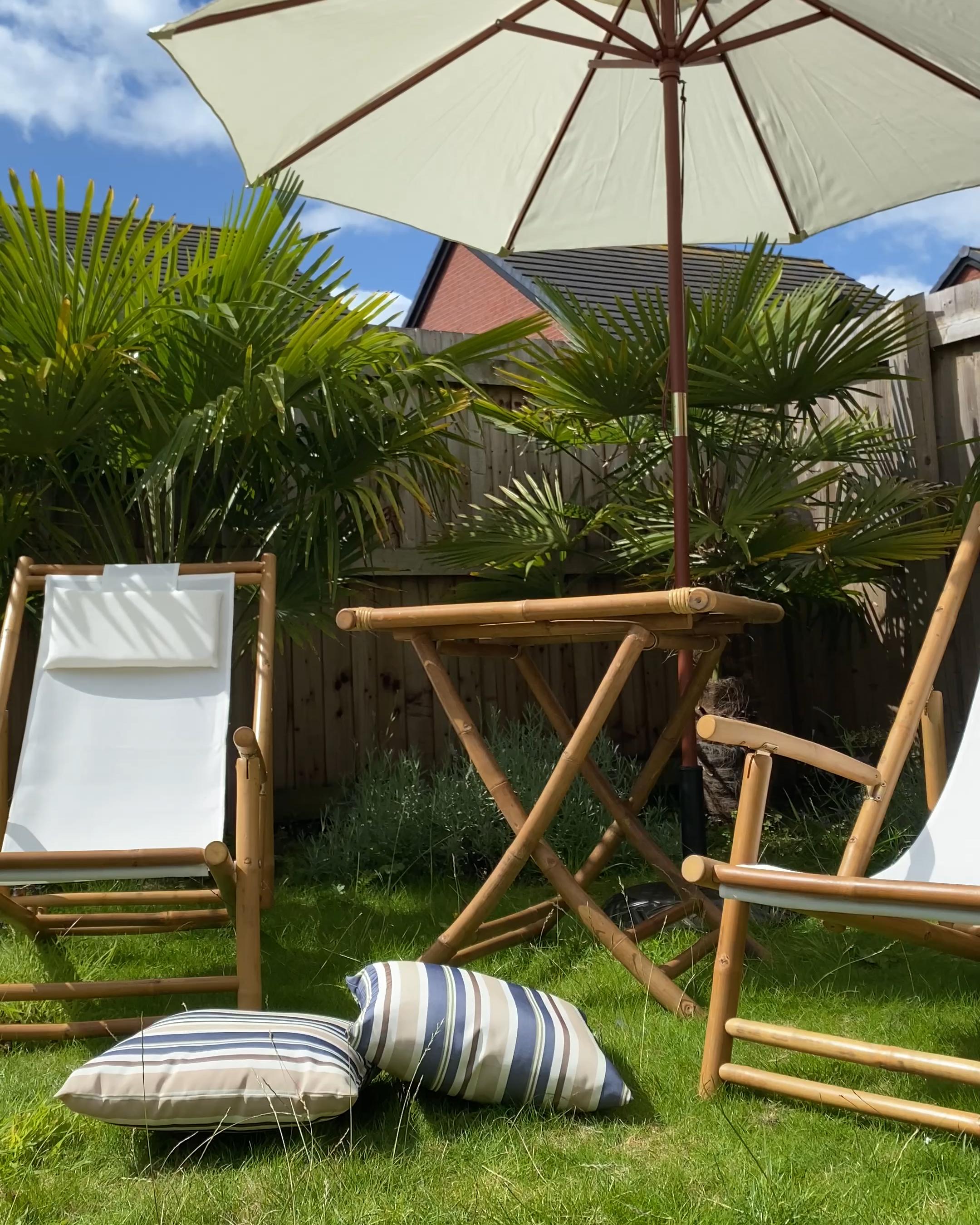 Set van 2 tuinkussens KASTOS gestreept 40 x 40 cm Taupe