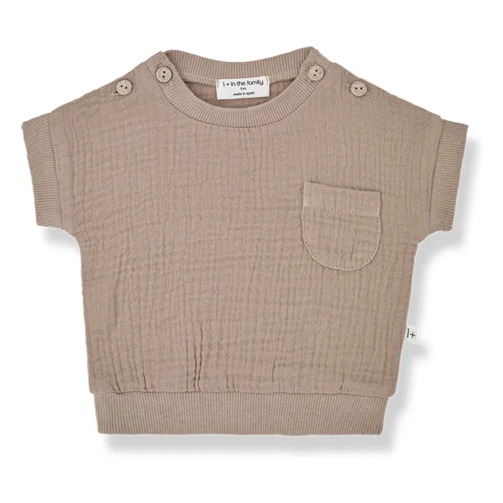1+ in the family T-shirt Daniele Mousseline | Camel