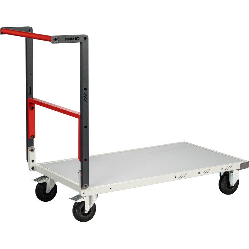 Chariot monté dossier repliable 1000 x 600 mm plateau mélaminé roues CC 250 kg