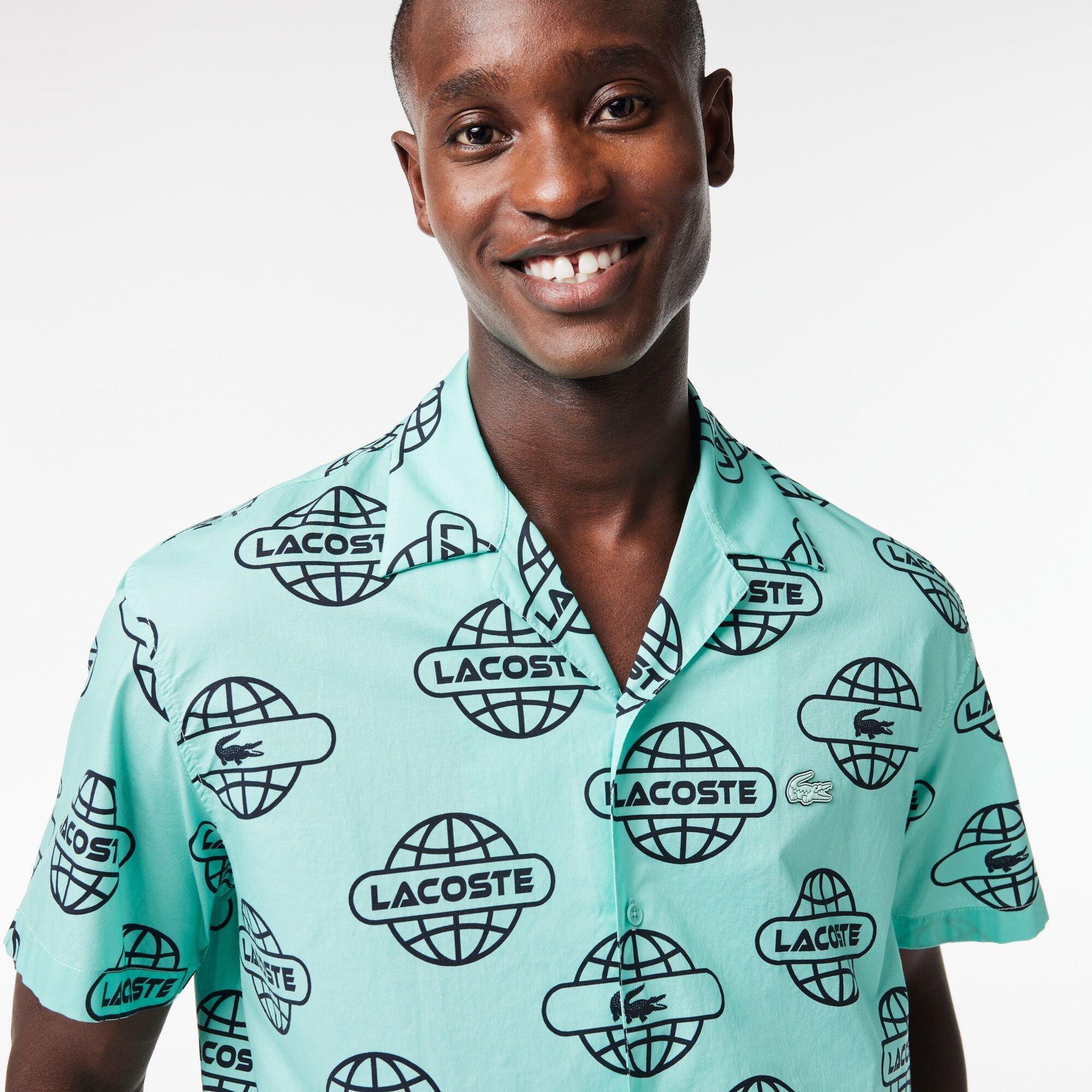Lacoste Globe Print Cotton Twill Shirt