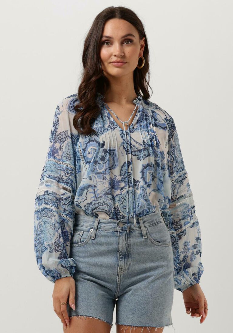GUESS blauwe guess blouse ls gilda trim top