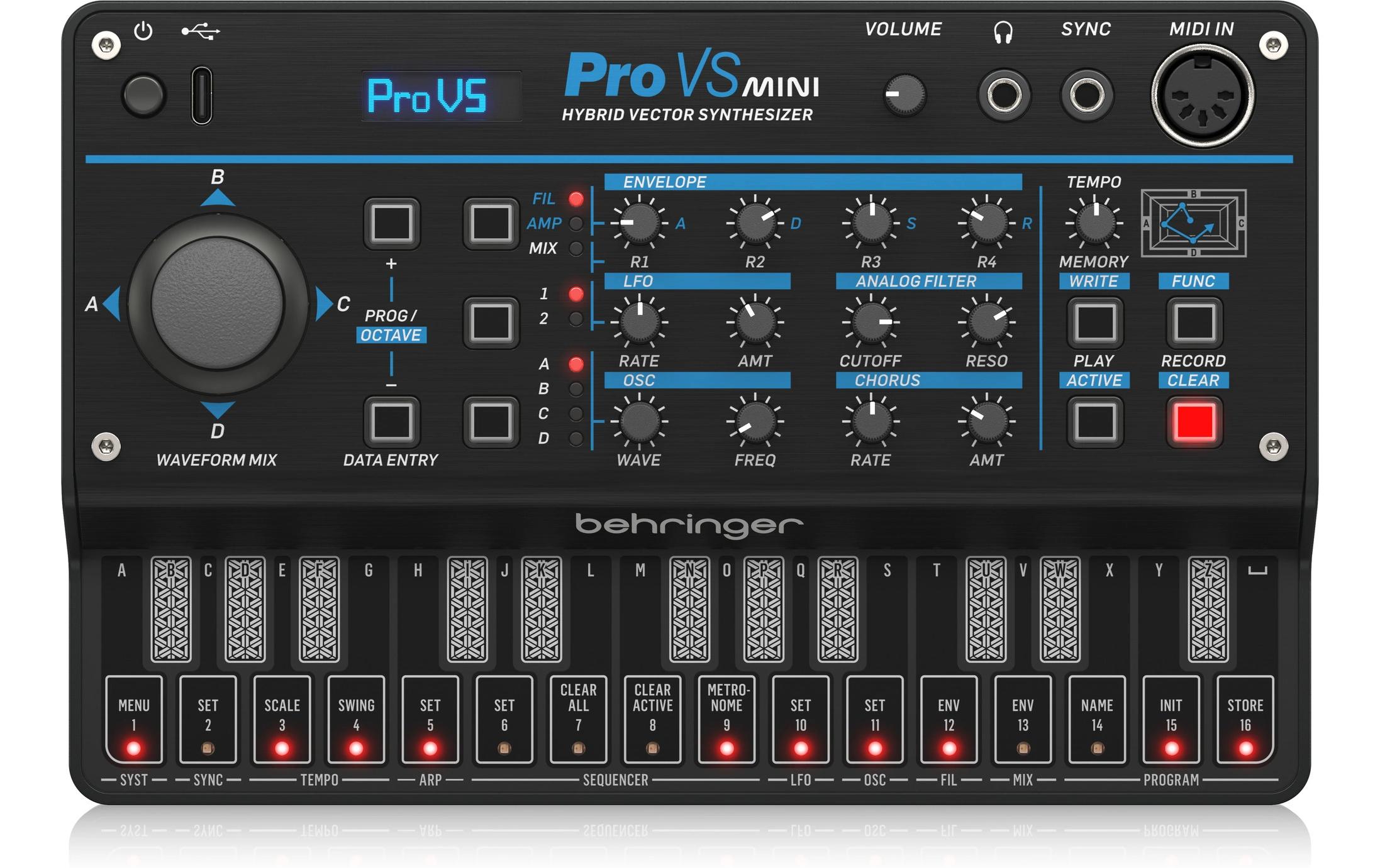 Synthesizer PRO VS MINITragbarer 4-stimmiger Hybrid-Synthesizer
