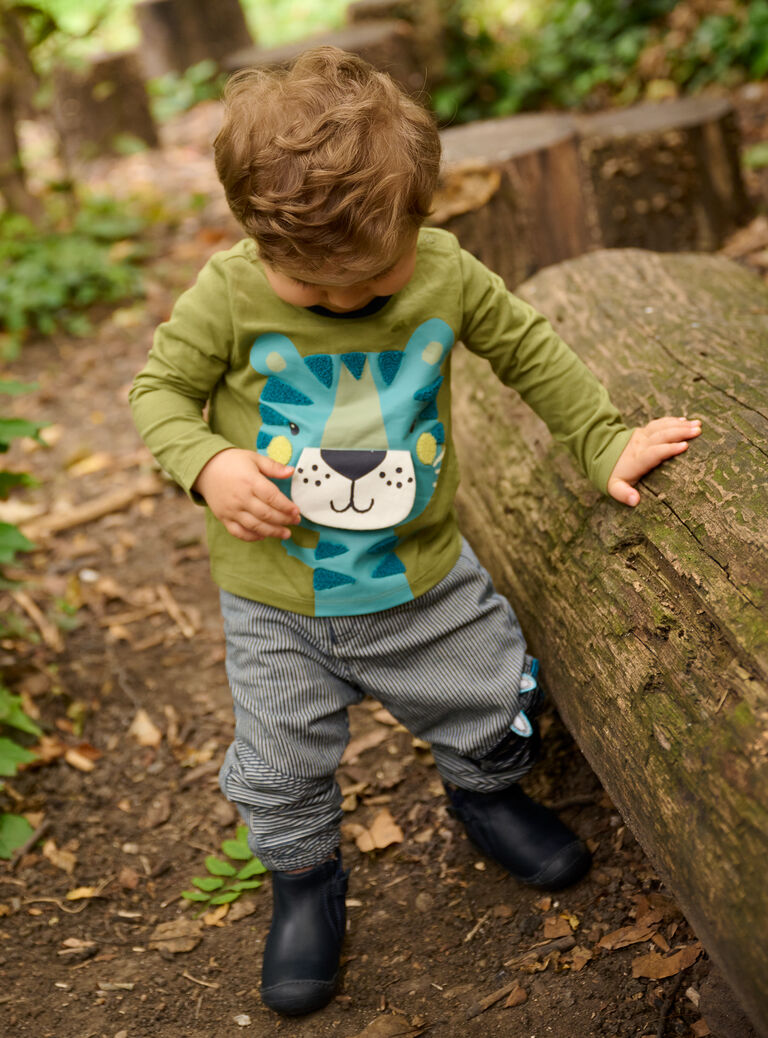Pantalon bleu et blanc à imprimé à rayures pour bébé garçon