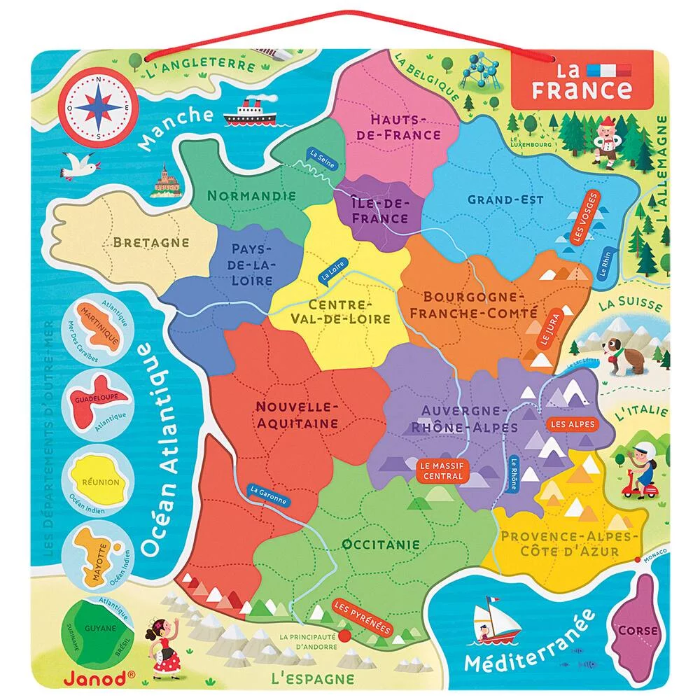 PUZZLE FRANCE MAGNETIQUE 93 PIECES - EN BOIS