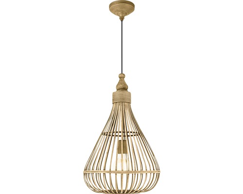 Hanglamp, 1-lichts, HxØ 110x35 cm, zwart/naturel, 49772