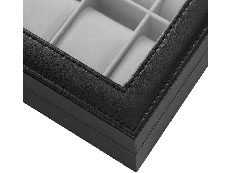 Songmics Uhrenbox Schwarz, 25 cm/25.4 cm Uhrenschatulle