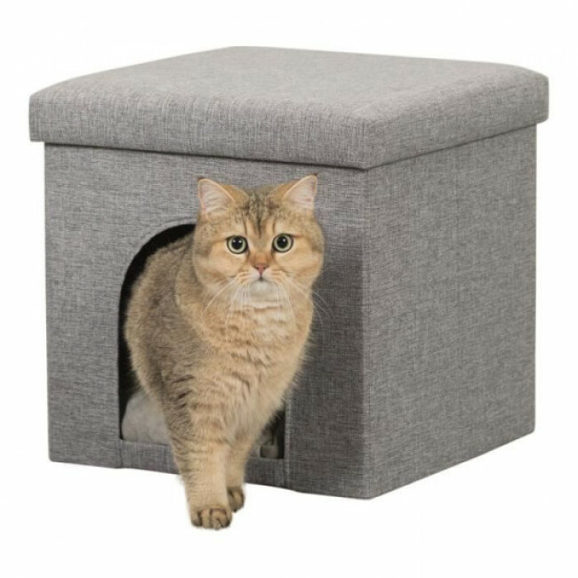 Abri à chat en tissu gris 38 x 40 x 38 cm Alois Trixie