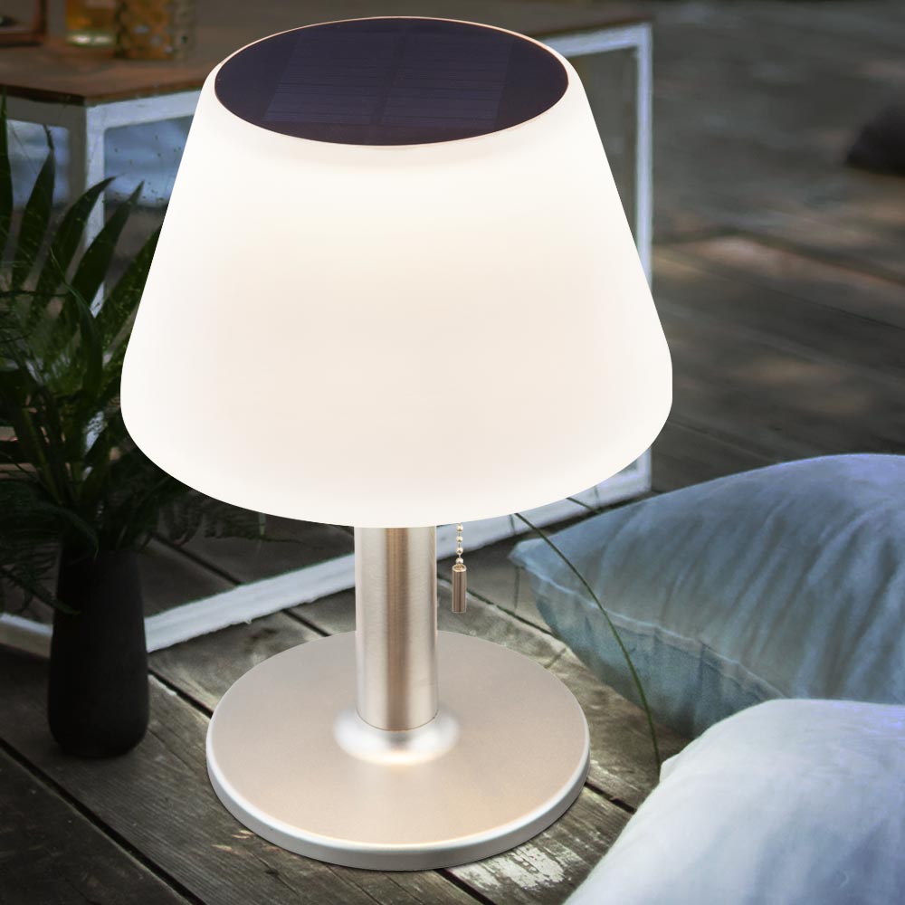2er Set LED Solar Tischleuchte, Kunststoff, weiß, Höhe 28 cm