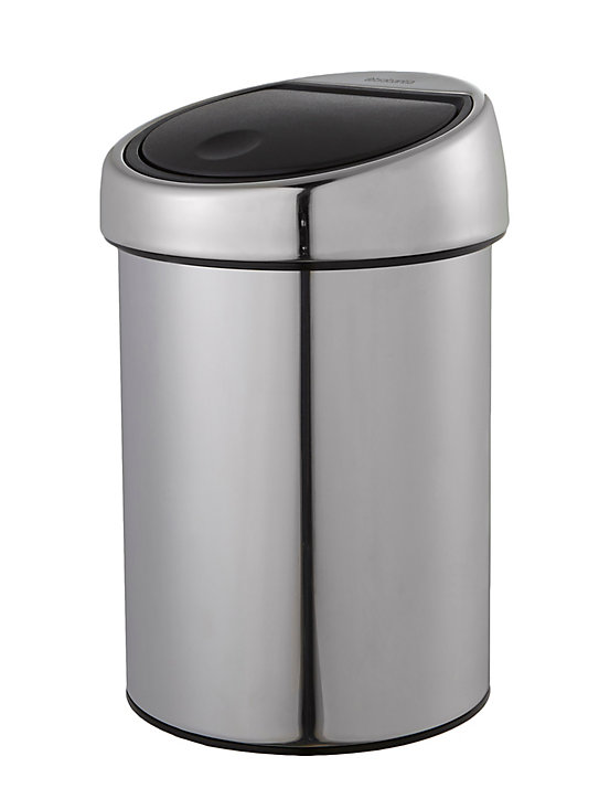 Poubelle de salle de bains ronde 3 litres Brabantia Touch Bin en métal coloris gris Ø18,4 x H.28 cm