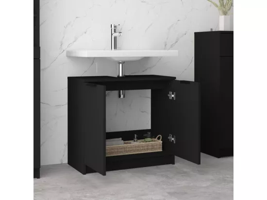 Armoire de salle de bain Noir 64,5x33,5x59 cm Bois d'ingénierie