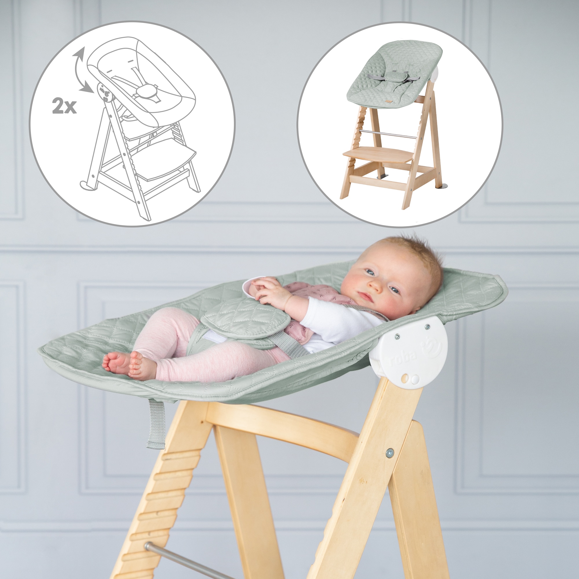 roba® Hochstuhl »Treppenhochstuhl 2-in-1 Set Style, Born Up« () mit Neugeborenen-Aufsatz