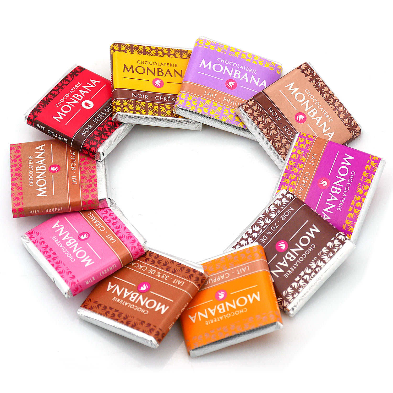 Sachet 50 napolitains assortis pour le café (10 saveurs noir et lait)