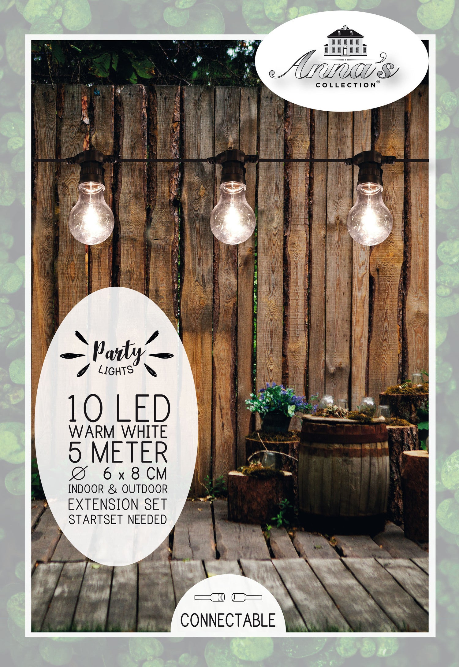 Verlichtingssnoer uitbreidingsset 5m met 10 LED lampjes warm wit