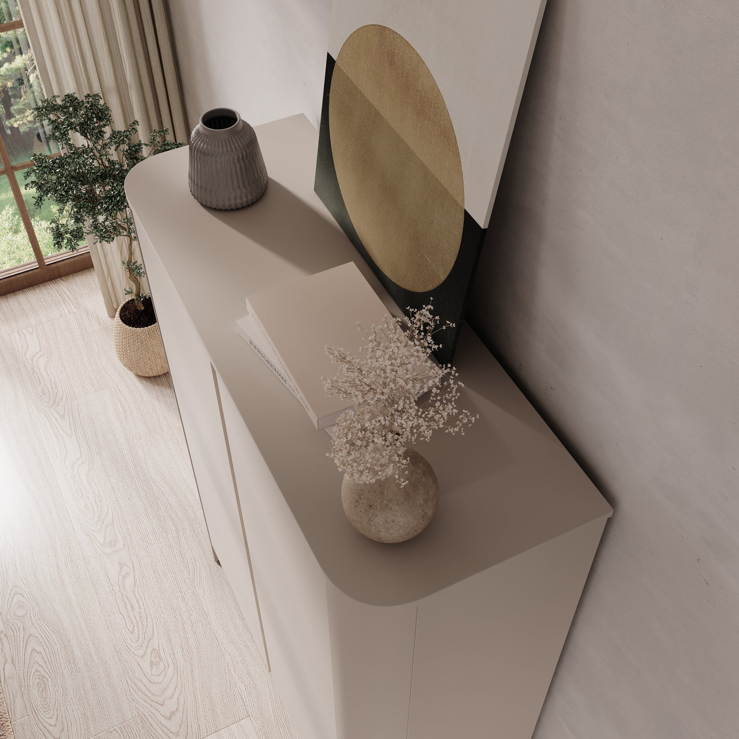Meubella - Barbados - Dressoir - Beige - 103x39x132 cm