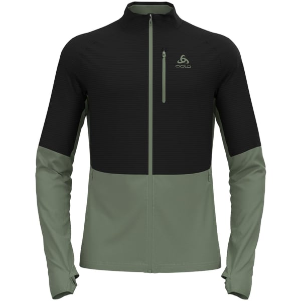 Veste polaire randonnée ODLO DESCENT CW 200 SL MID LAYER FULL ZIP MATTE MATTE GREEN/BLACK