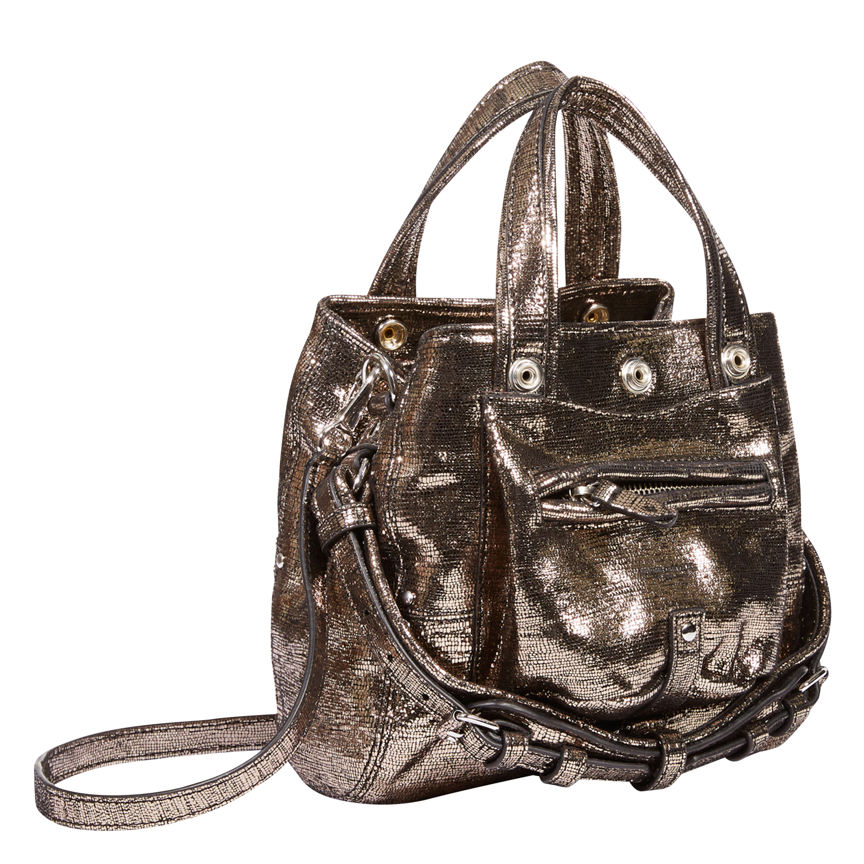 BILLY NANO - Mini sac bandoulière porté main en cuir | Doré