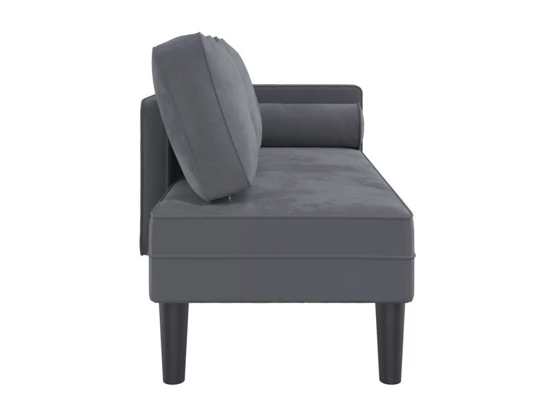 Prolenta Premium - Chaise longue avec coussins gris foncé velours