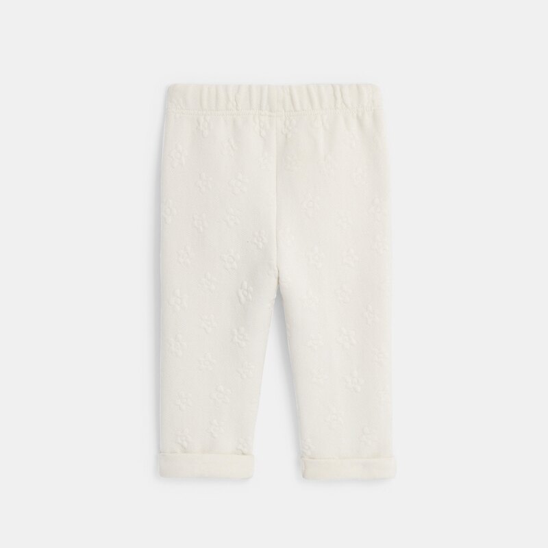 Pantalon molleton effet piqué blanc bébé fille Blanc