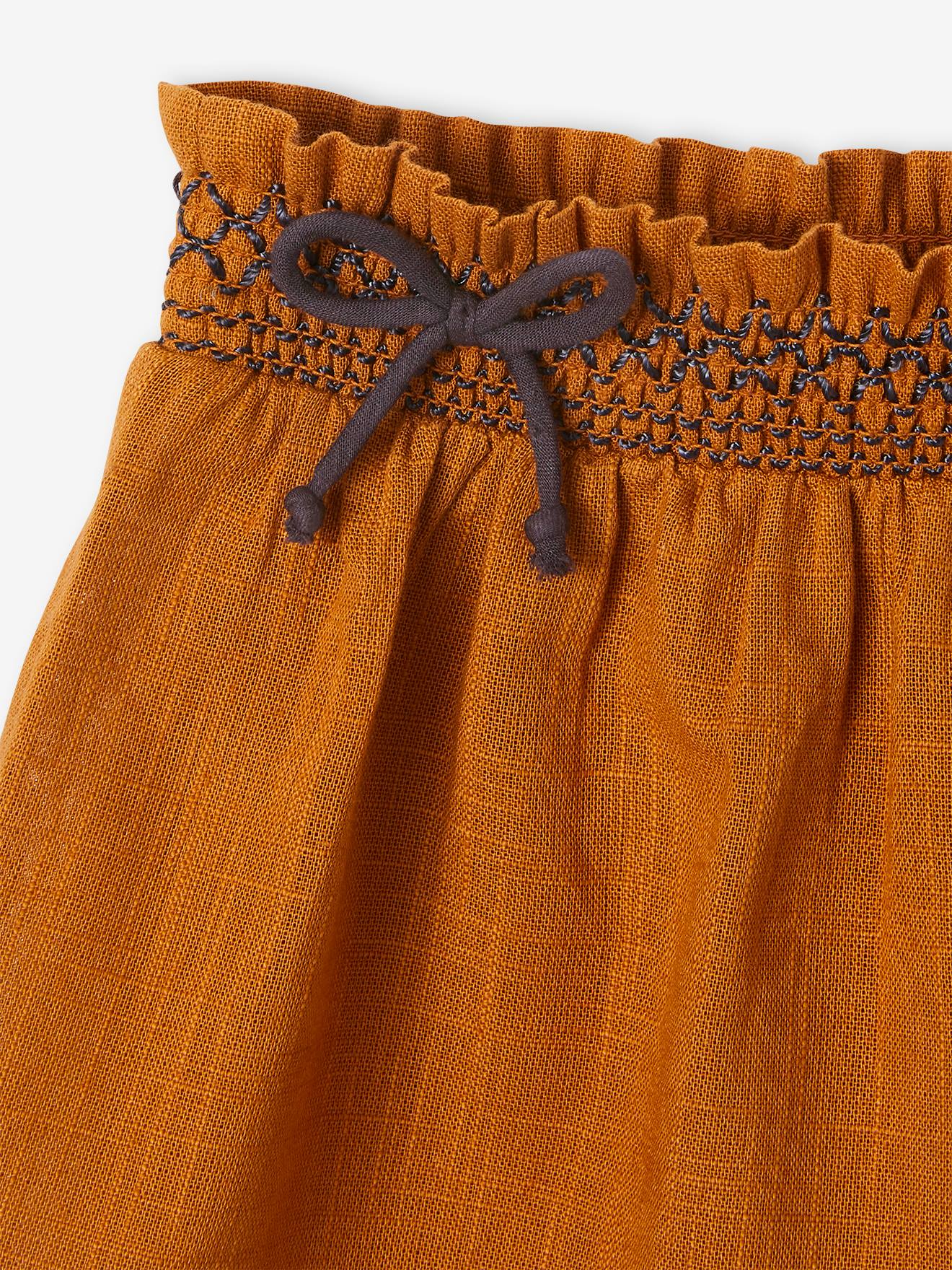 Saia infantil Candy com bordado smocking.