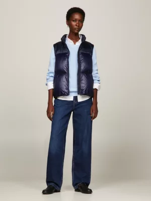 Colete puffer New York com blocos de cores