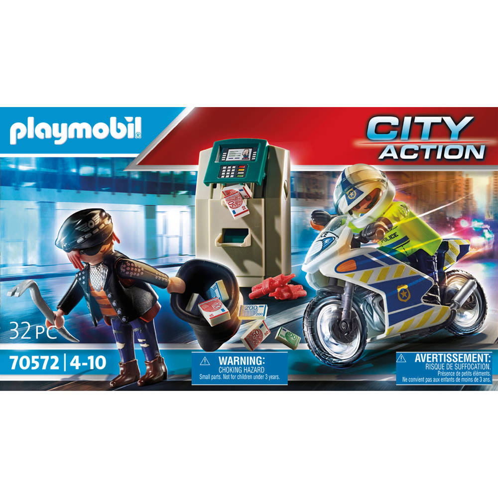 PLAYMOBIL City Action politiemotor achtervolging van de geldrover 70572