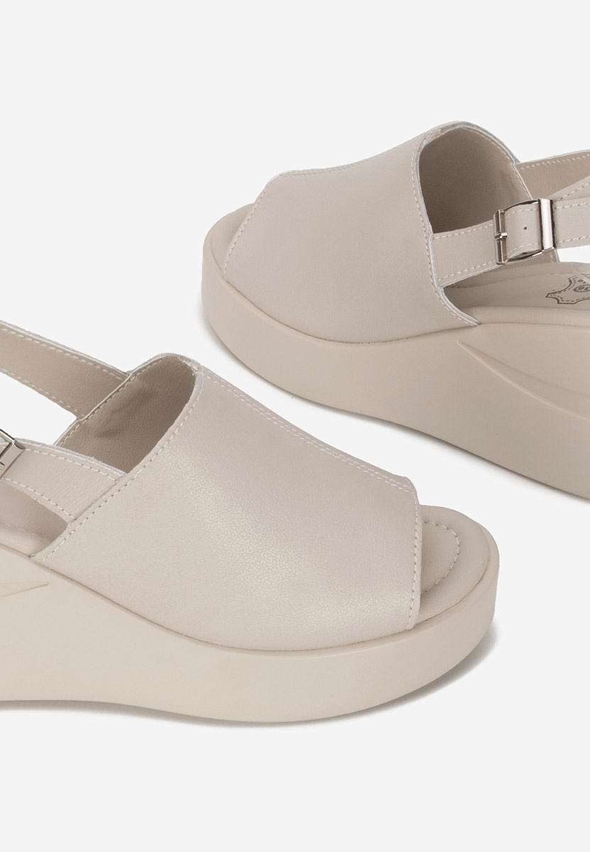 Sandales à plateforme en cuir beige Sorra