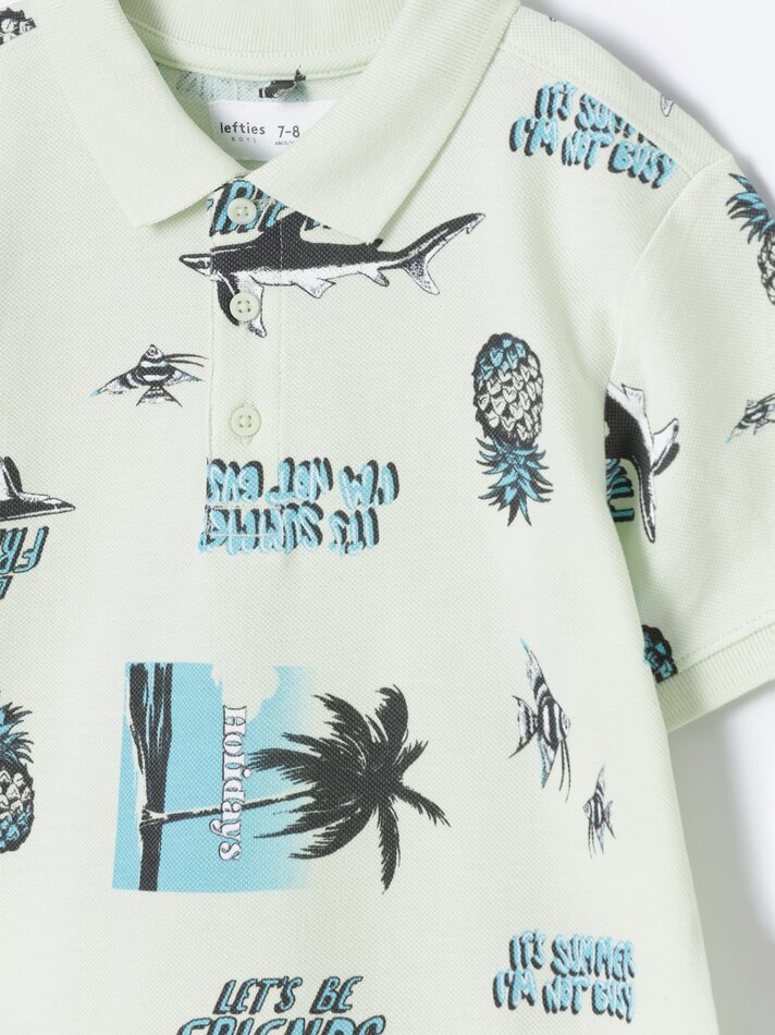 Camisa polo estampada - Amarelo Limão