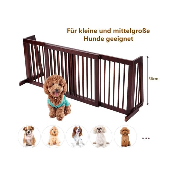 Sikkerhetsport Frittstående 3 Panel Kjæledyrgjerde 203 x 56 x 10 cm