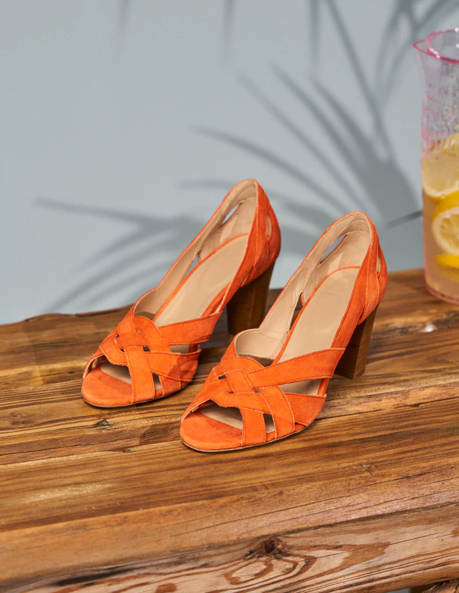 Sandales à talons Clémentine H - Suède orange