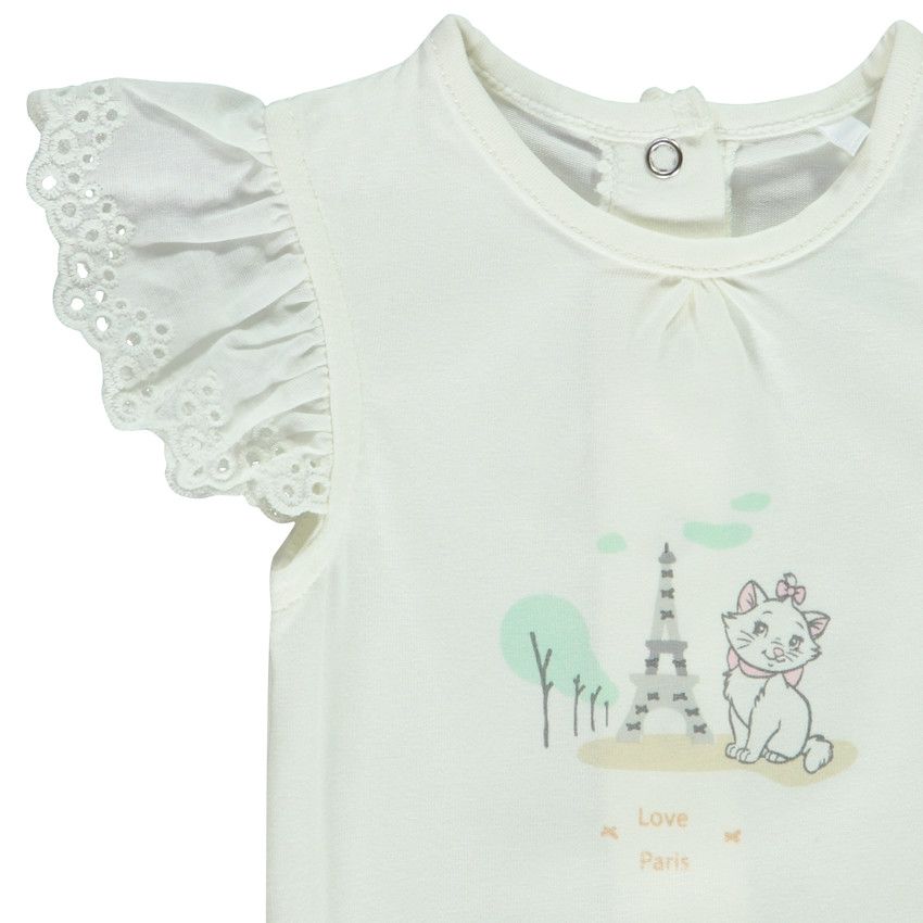 Ensemble 3 pièces avec broderie anglaise Marie Disney pour bébé fille - Ecru