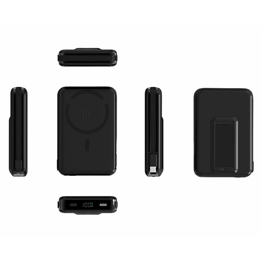 (35W) 10000mAh Magnetische Qi2 MagSafe Powerbank USB C Ladegerät mit Kickstand - Schwarz
