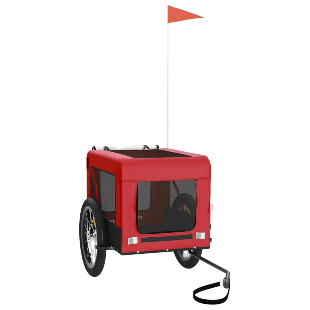 vidaXL Reboque para Cães de Bicicleta em Tecido Oxford de Ferro Vermelho e Preto