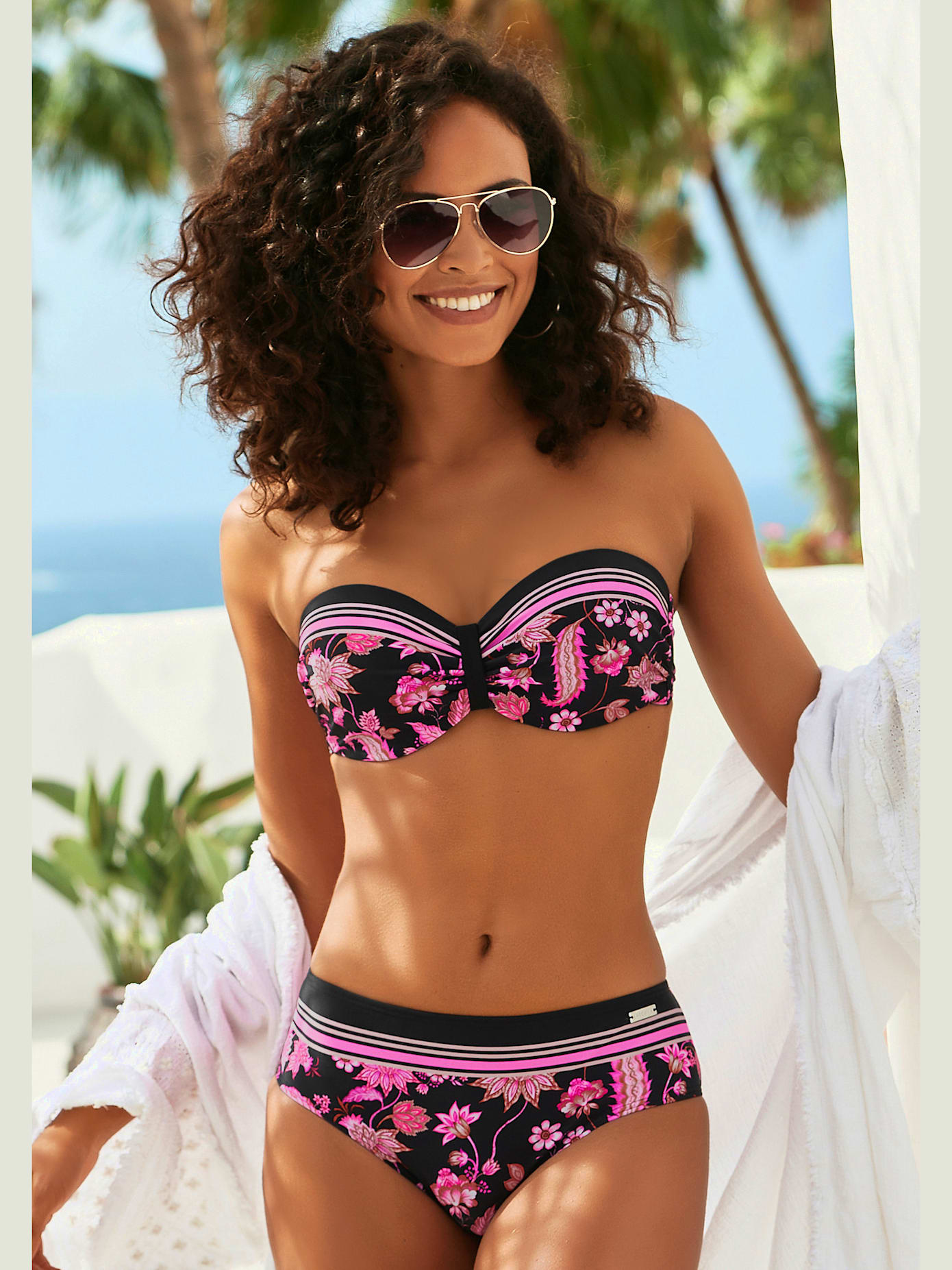 Haut de bikini bandeau à armatures imprimé floral tendance