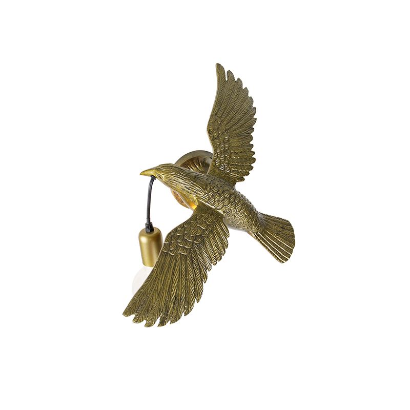Vintage wandlamp messing - Animal Fugl