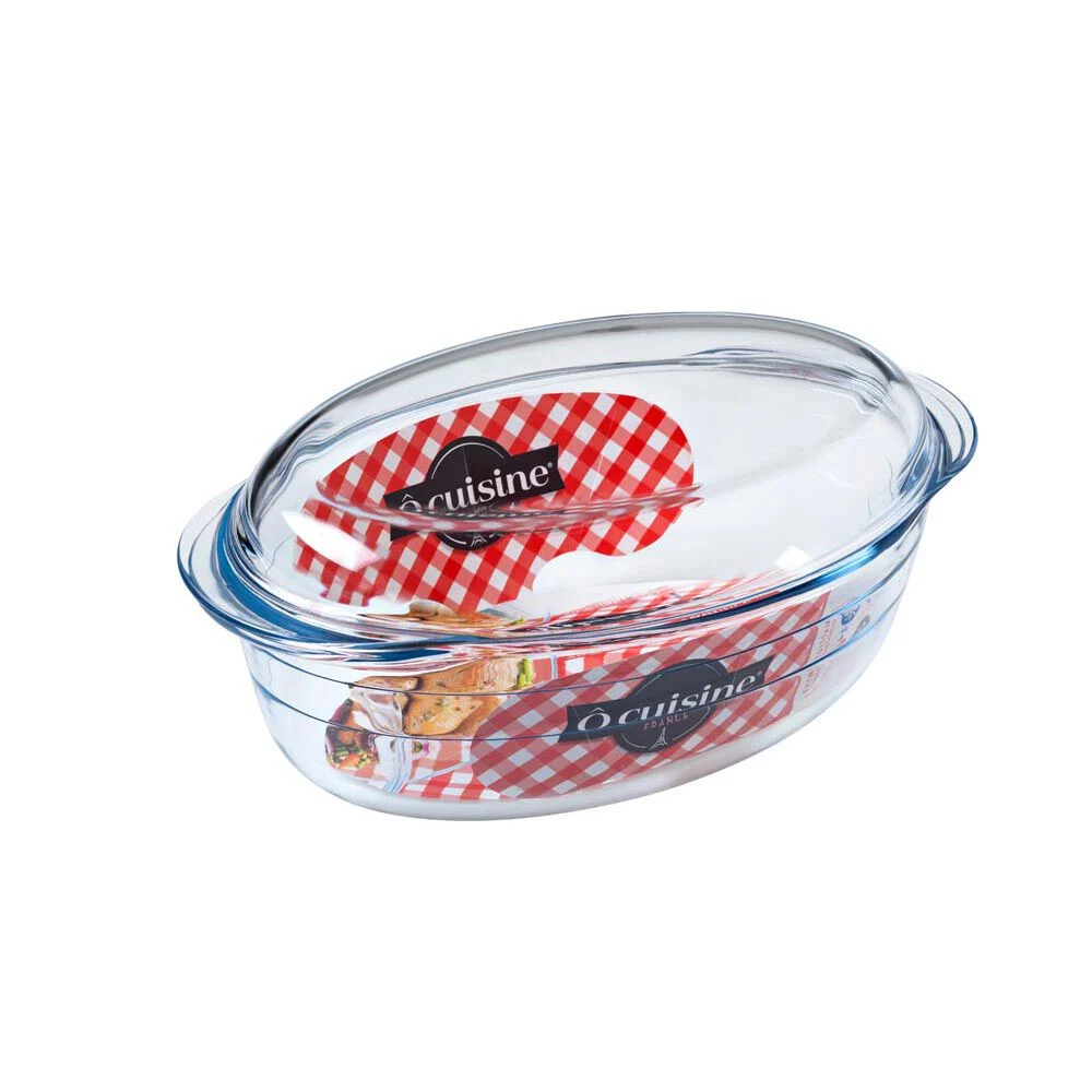Cocotte ovale en verre transparent 4 L